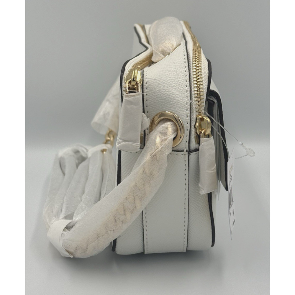Michael Kors Sylvia Large Double Zip Crossbody Optic White Leather New With Tags - Picture 5 of 11